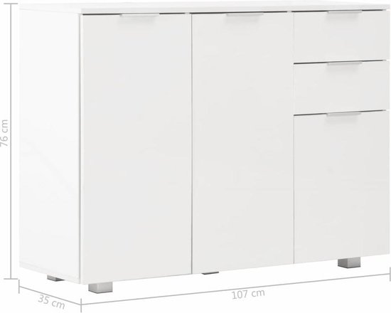 Elegant Hoogglans Wit Dressoir met Opbergruimte – foto 1