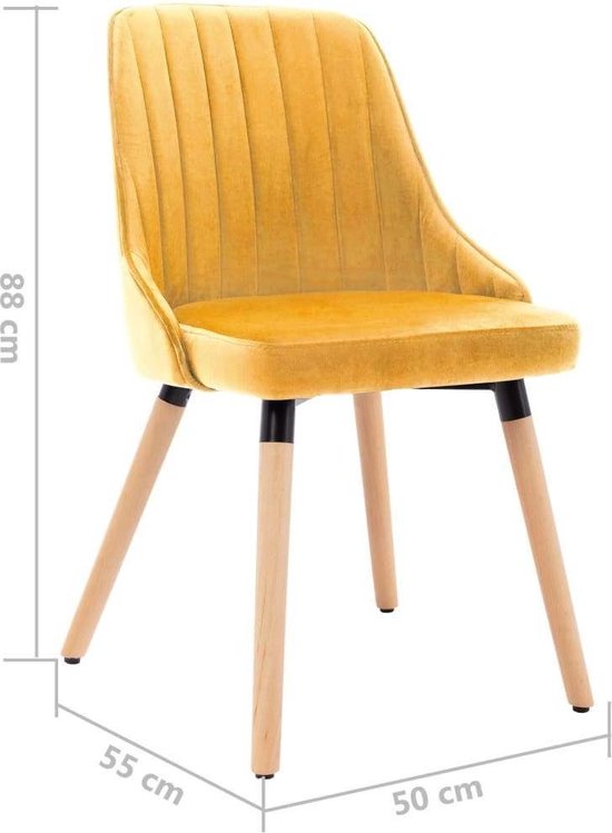 Stijlvolle Fluweel Gele Eetkamerstoelen Set (2 Stuks) – foto 3