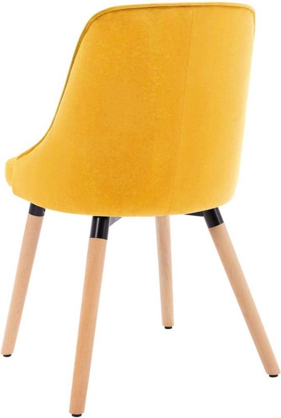 Stijlvolle Fluweel Gele Eetkamerstoelen Set (2 Stuks) – foto 5