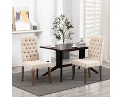 Comfortabele Eetkamerstoelen met Linnen-look Stof - Set van 2 – foto 5
