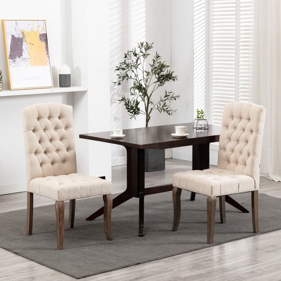 Comfortabele Eetkamerstoelen met Linnen-look Stof - Set van 2 – foto 6