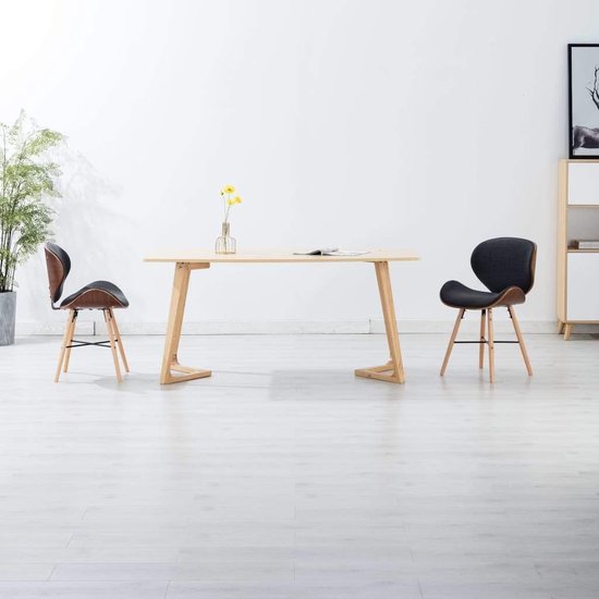 Elegante Eetkamerstoelen Set van 2 met Stof en Gebogen Hout - Donkergrijs – foto 1
