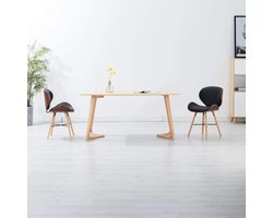 Elegante Eetkamerstoelen Set van 2 met Stof en Gebogen Hout - Donkergrijs – foto 2