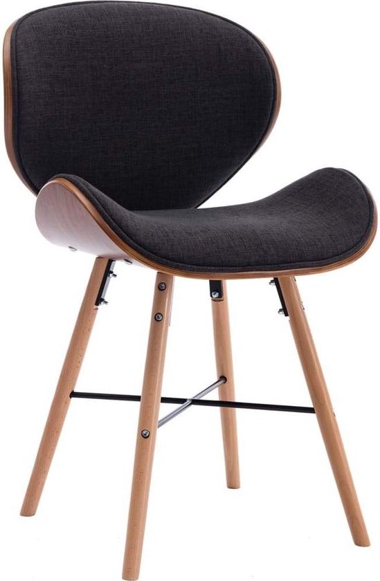 Elegante Eetkamerstoelen Set van 2 met Stof en Gebogen Hout - Donkergrijs – foto 3