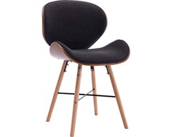 Elegante Eetkamerstoelen Set van 2 met Stof en Gebogen Hout - Donkergrijs – foto 4