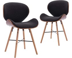 Elegante Eetkamerstoelen Set van 2 met Stof en Gebogen Hout - Donkergrijs – foto 5