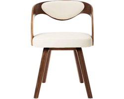 Elegante Eetkamerstoel Set – Gebogen Hout en Kunstleer Crème (4 Stuks) – foto 1
