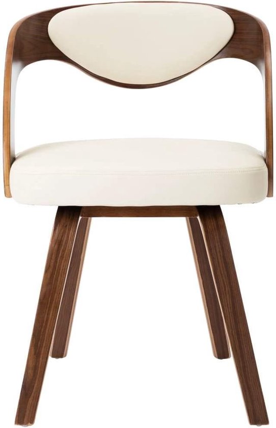 Elegante Eetkamerstoel Set – Gebogen Hout en Kunstleer Crème (4 Stuks) – foto 2