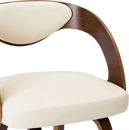 Elegante Eetkamerstoel Set – Gebogen Hout en Kunstleer Crème (4 Stuks) – foto 3