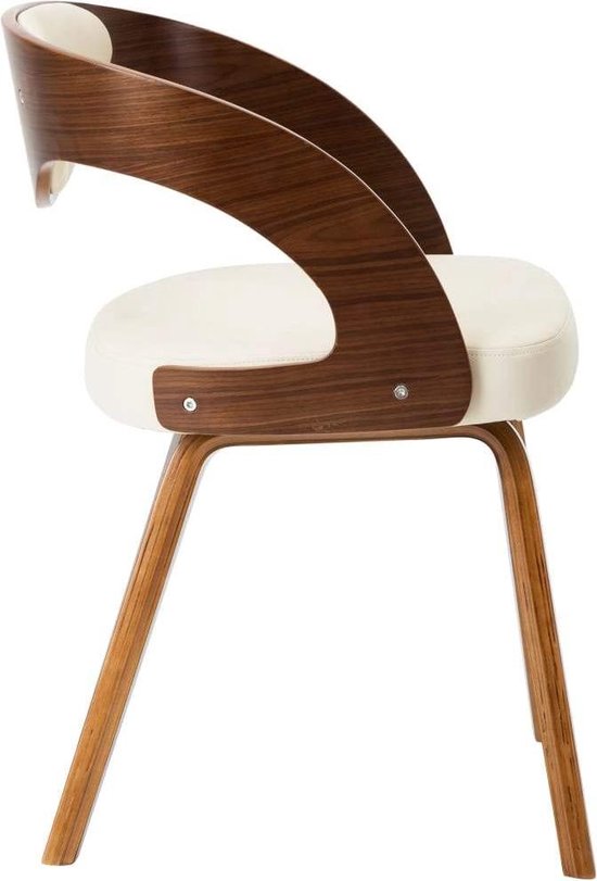 Elegante Eetkamerstoel Set – Gebogen Hout en Kunstleer Crème (4 Stuks) – foto 6
