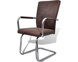 Set van 4 Zwevende Eetkamerstoelen - Bruin Kunstleer – foto 3