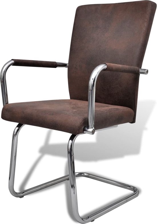 Set van 4 Zwevende Eetkamerstoelen - Bruin Kunstleer – foto 4