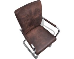 Set van 4 Zwevende Eetkamerstoelen - Bruin Kunstleer – foto 5