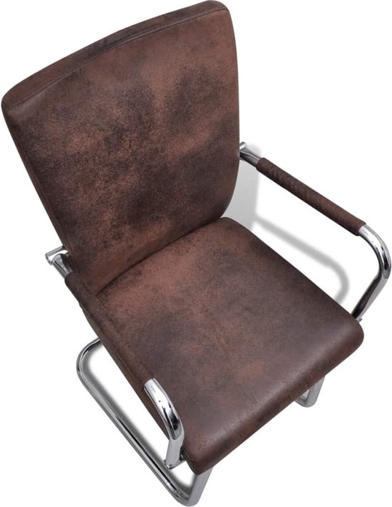 Set van 4 Zwevende Eetkamerstoelen - Bruin Kunstleer – foto 6