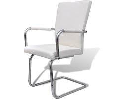 Set van 4 Comfortabele Zwevende Eetkamerstoelen van Kunstleer - Wit – foto 1