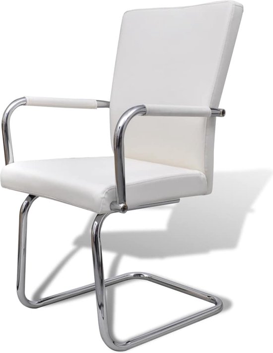 Set van 4 Comfortabele Zwevende Eetkamerstoelen van Kunstleer - Wit – foto 2