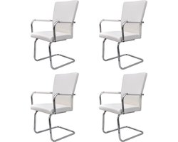 Set van 4 Comfortabele Zwevende Eetkamerstoelen van Kunstleer - Wit – foto 3