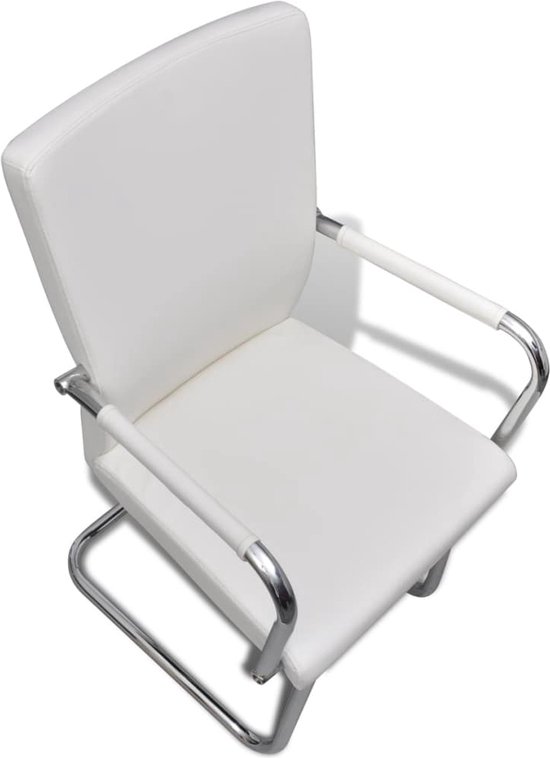 Set van 4 Comfortabele Zwevende Eetkamerstoelen van Kunstleer - Wit – foto 5
