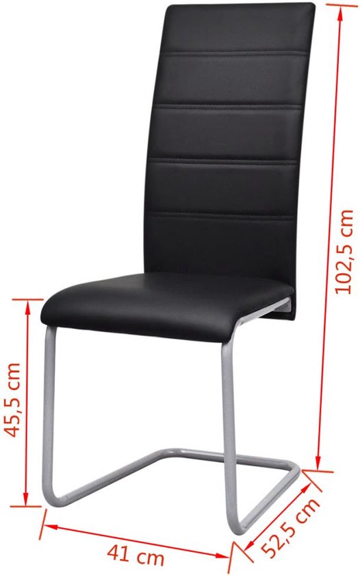 Set van 4 Elegante Eetkamerstoelen van Kunstleer en Staal – Zwart – foto 5