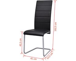Set van 4 Elegante Eetkamerstoelen van Kunstleer en Staal – Zwart – foto 6