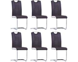 Comfortabele Zwevende Eetkamerstoelen Set - 6 Stuks Bruin Kunstleer – foto 2