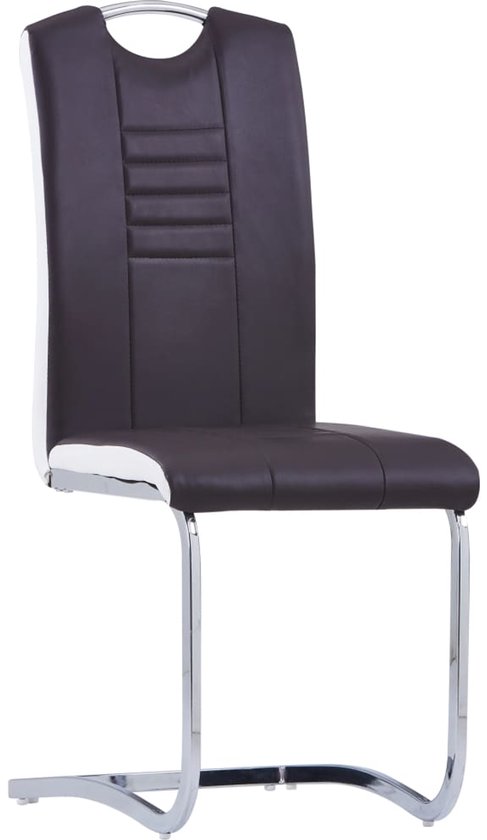 Comfortabele Zwevende Eetkamerstoelen Set - 6 Stuks Bruin Kunstleer – foto 3