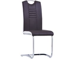Comfortabele Zwevende Eetkamerstoelen Set - 6 Stuks Bruin Kunstleer – foto 4