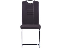 Comfortabele Zwevende Eetkamerstoelen Set - 6 Stuks Bruin Kunstleer – foto 6