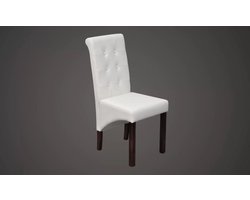Set van 6 comfortabele eetkamerstoelen met antiek design - Wit kunstleer – foto 1
