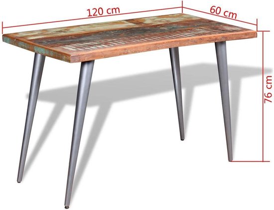 Unieke Eettafel van Gerecycled Hout - 120x60 cm – foto 5