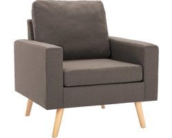 Comfortabele Fauteuil Taupe met Zachte Stof en Houten Frame – foto 1