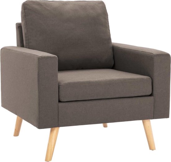 Comfortabele Fauteuil Taupe met Zachte Stof en Houten Frame – foto 2