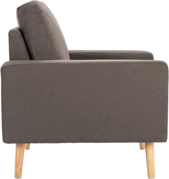 Comfortabele Fauteuil Taupe met Zachte Stof en Houten Frame – foto 4