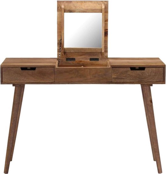 Elegante Kaptafel van Massief Mangohout met Spiegel en Opberglades – foto 2