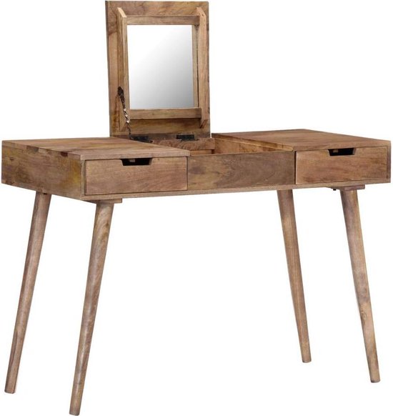 Elegante Kaptafel van Massief Mangohout met Spiegel en Opberglades – foto 4
