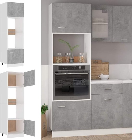 Keuken Opbergkast met 2 Deuren - Spaanplaat Betongrijs – foto 3