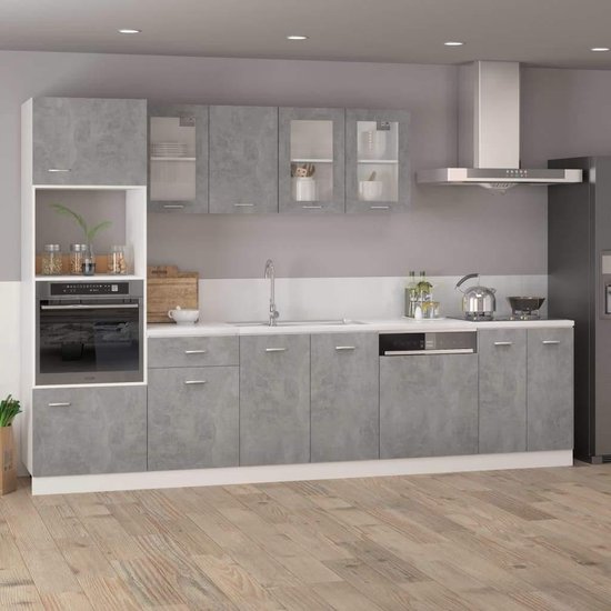 Keuken Opbergkast met 2 Deuren - Spaanplaat Betongrijs – foto 5