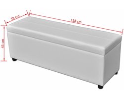 Luxe Opbergbank van Hout en PVC met Comfortabel Zitkussen - Wit – foto 1