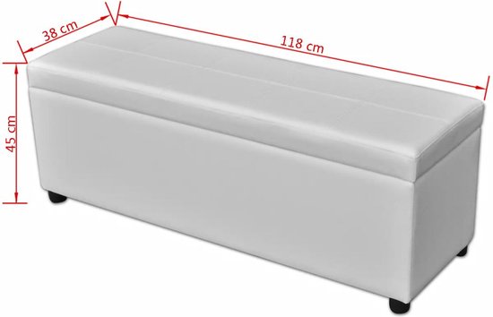 Luxe Opbergbank van Hout en PVC met Comfortabel Zitkussen - Wit – foto 2