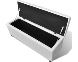 Luxe Opbergbank van Hout en PVC met Comfortabel Zitkussen - Wit – foto 5