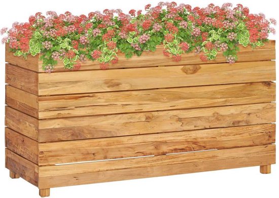 Verhoogde Plantenbak van Gerecycled Teakhout en Staal - 100x40x55 cm – foto 5
