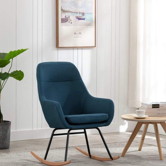 Moderne Schommelstoel met Zachte Bekleding - Blauw – foto 3