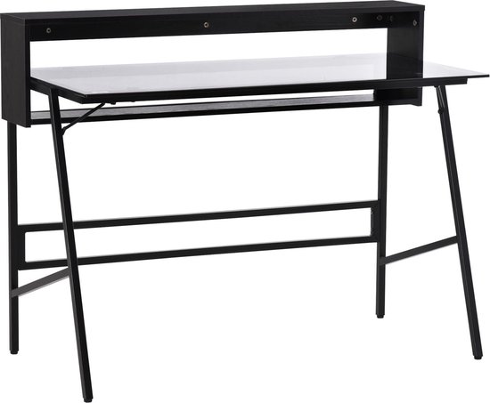 Modern Bureau met Gehard Glazen Blad en Handige Opbergplanken – foto 1
