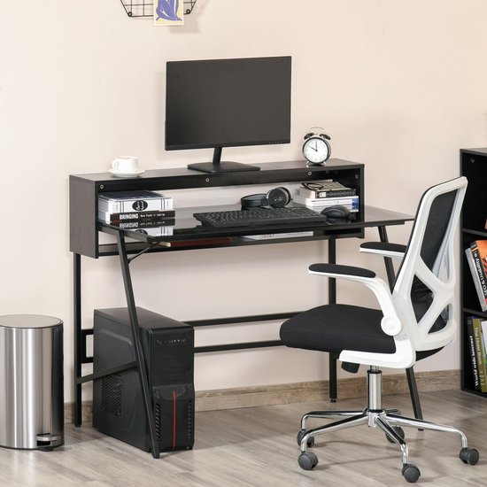 Modern Bureau met Gehard Glazen Blad en Handige Opbergplanken – foto 3
