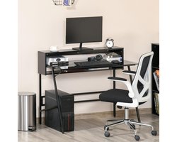 Modern Bureau met Gehard Glazen Blad en Handige Opbergplanken – foto 4