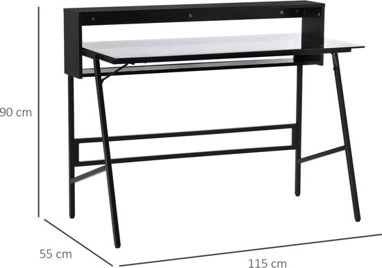 Modern Bureau met Gehard Glazen Blad en Handige Opbergplanken – foto 5