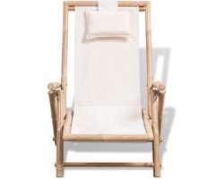 Luxe Verstelbare Ligstoel van Bamboe met Comfortabel Canvas Zitgedeelte – foto 1