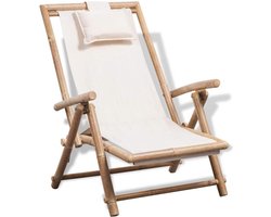 Luxe Verstelbare Ligstoel van Bamboe met Comfortabel Canvas Zitgedeelte – foto 5