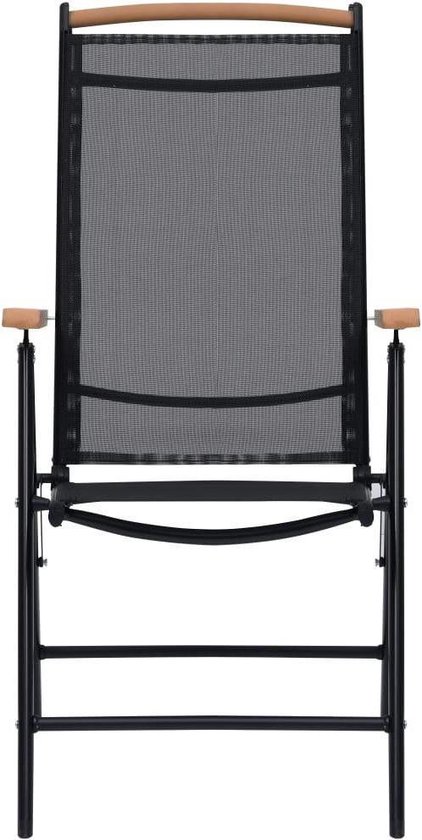 Luxe Inklapbare Tuinstoelen - Aluminium met Zwart Textileen (set van 2) – foto 3