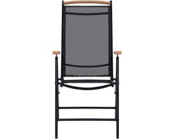 Luxe Inklapbare Tuinstoelen - Aluminium met Zwart Textileen (set van 2) – foto 4